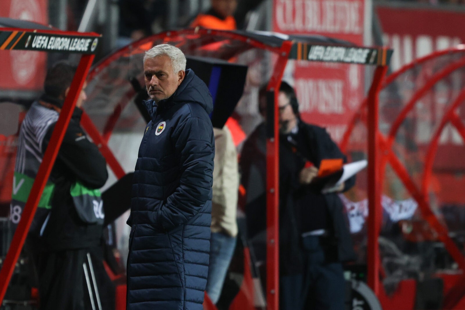 Head coach of Fenerbahce Jose Mourinho follows the UEFA Europa League week 2 match between Twente and Fenerbahce at De Grolsch Veste in Enschede, Netherlands on October 3, 2024. (AA Photo)